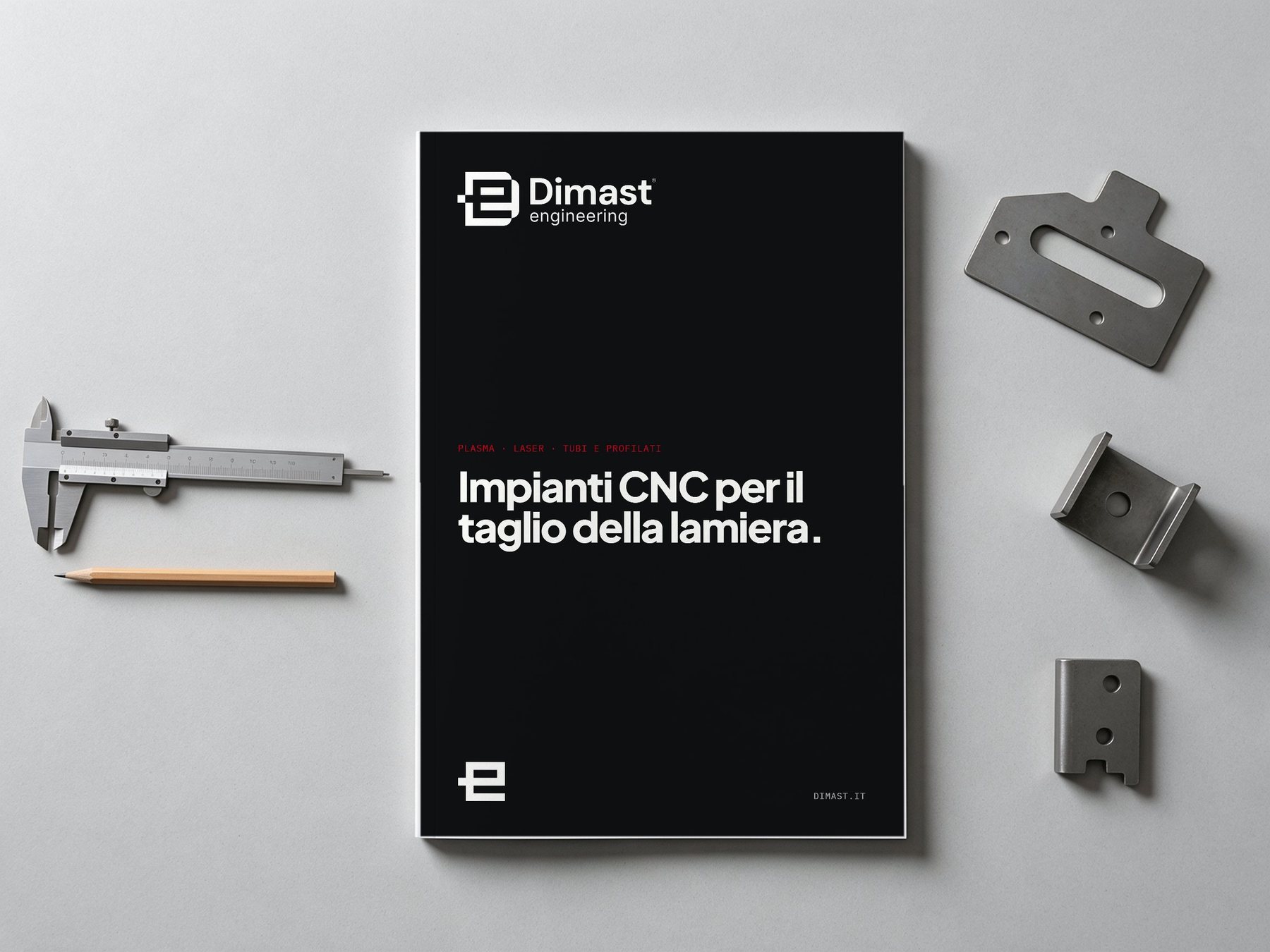 Mock-up della copertina di una scheda tecnica DIMAST